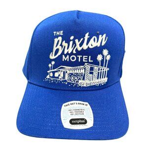 New Brixton Motel Blue Snapback Hat Embroidered Design & Recycled Netplus Brim